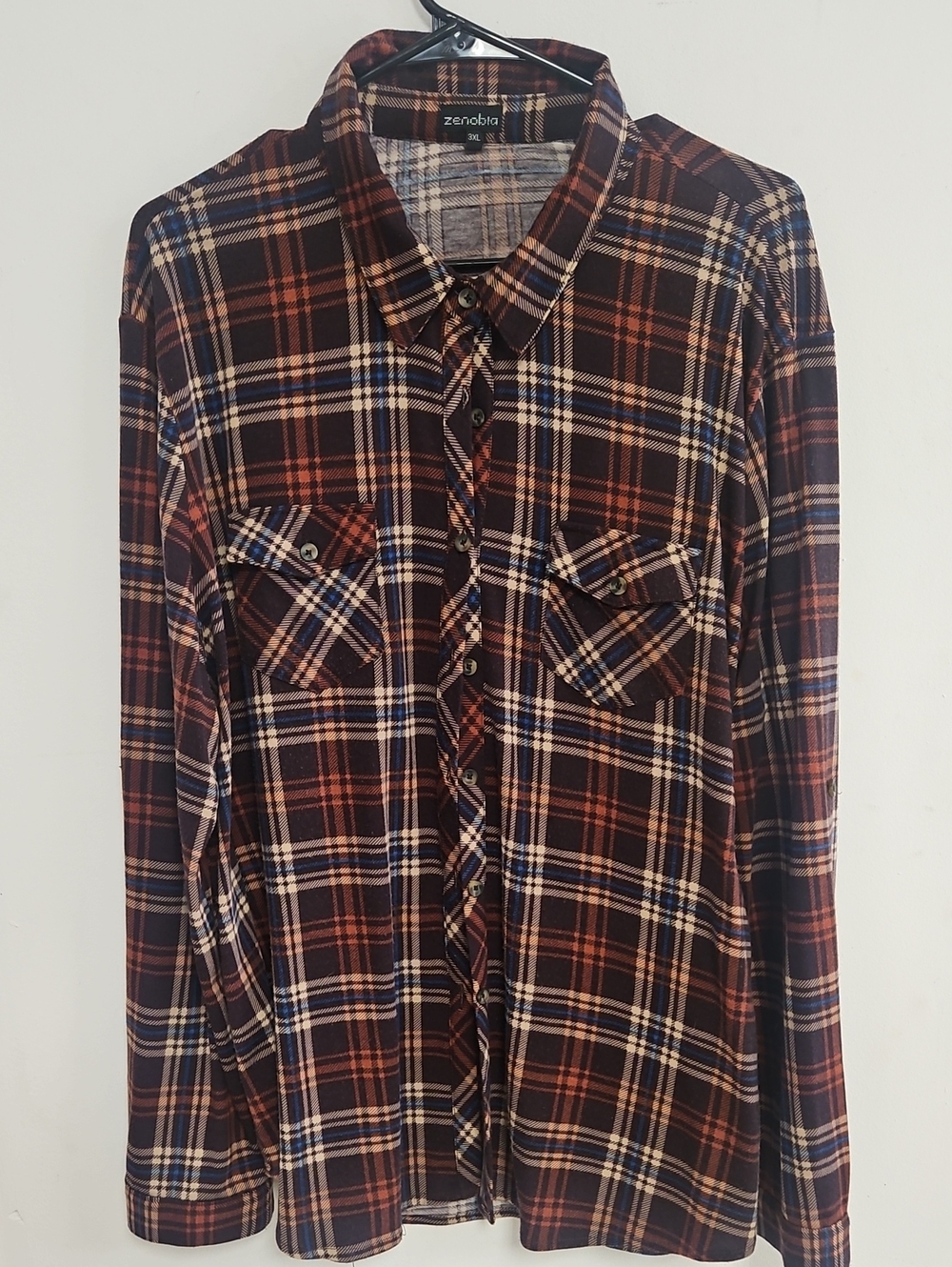 Zenobia Brown and Cream Plaid Button-Down Shirt